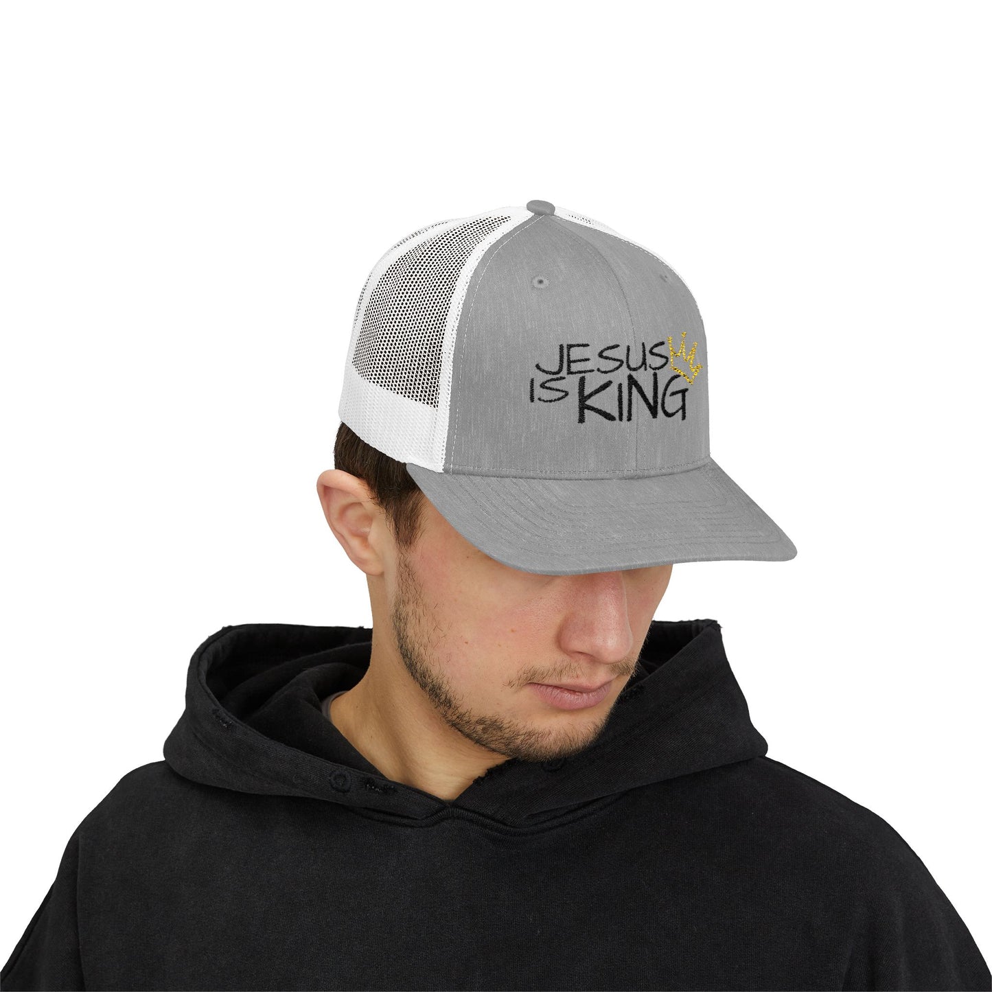 Jesus is King - Black Embroidery | Snapback Trucker Cap
