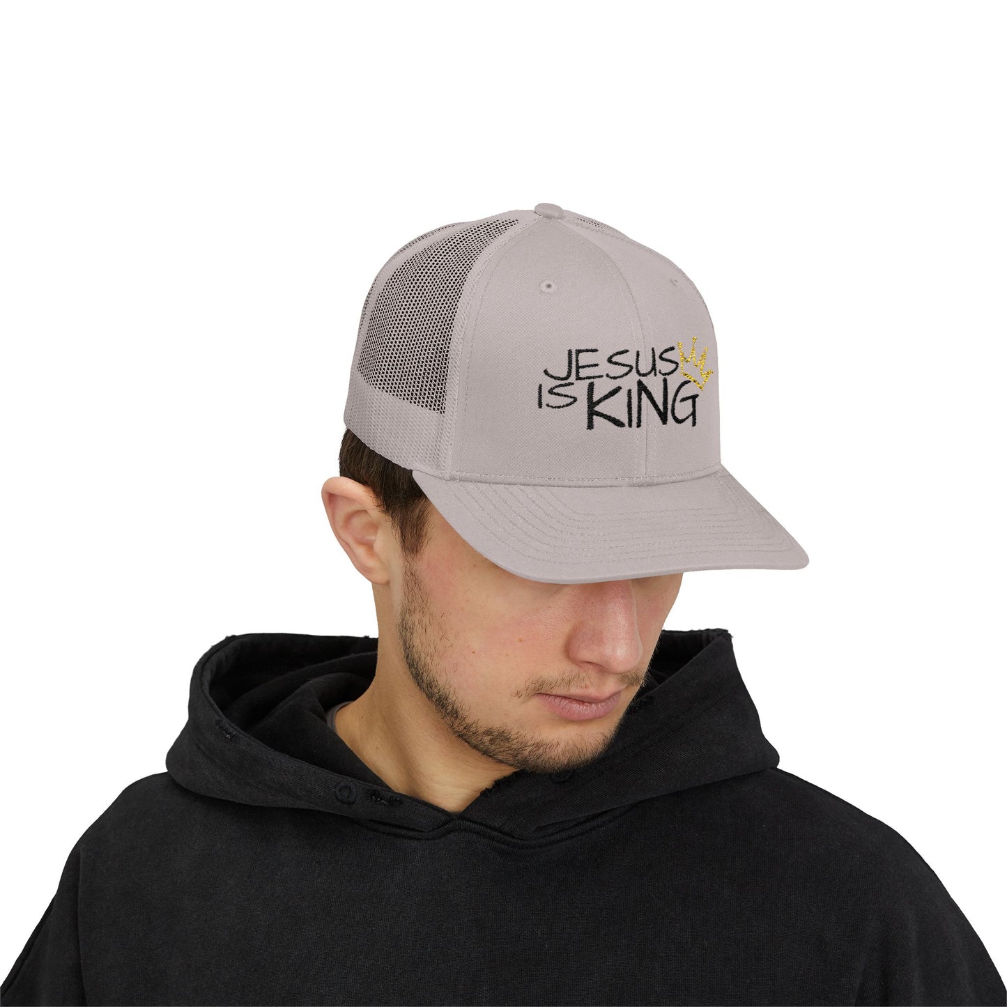 Jesus is King - Black Embroidery | Snapback Trucker Cap