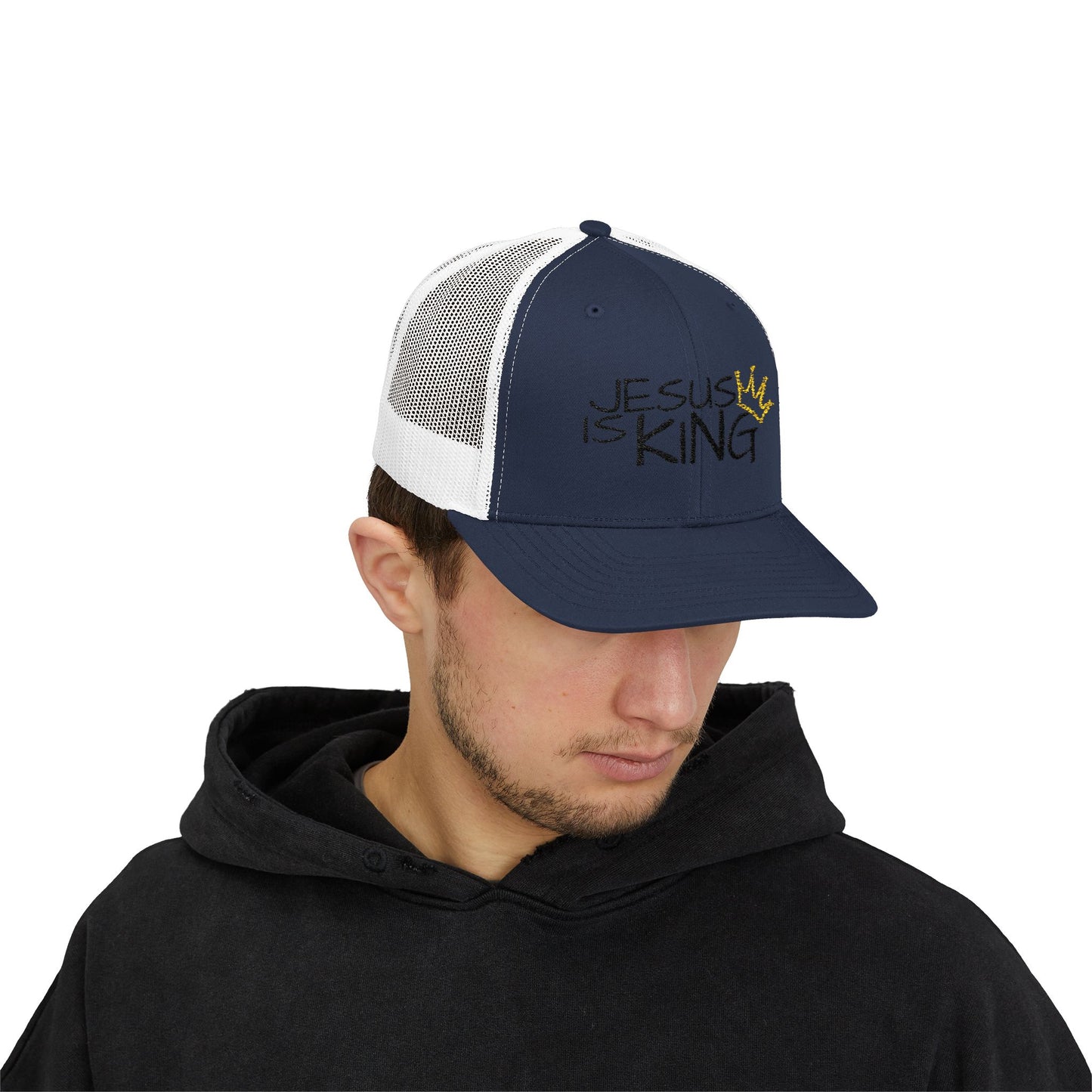Jesus is King - Black Embroidery | Snapback Trucker Cap