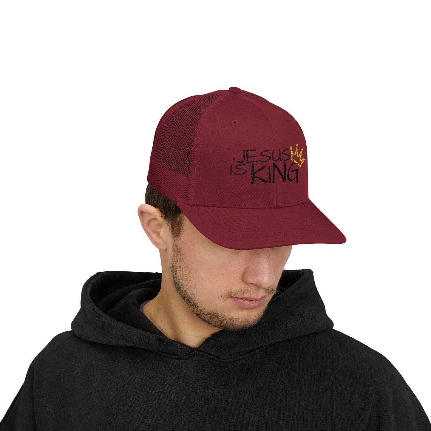 Jesus is King - Black Embroidery | Snapback Trucker Cap