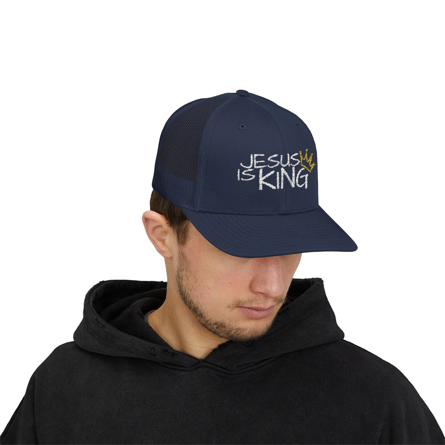 Jesus is King - White Embroidery | Snapback Trucker Cap