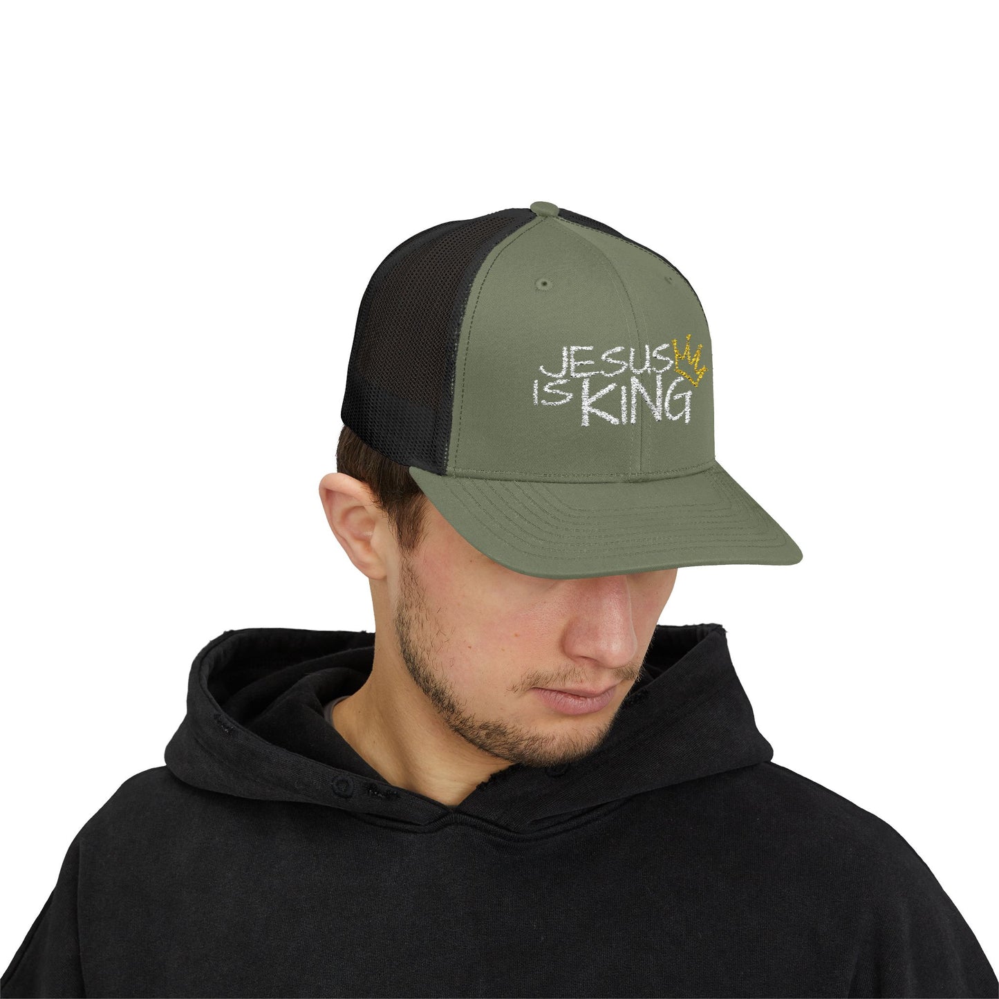 Jesus is King - White Embroidery | Snapback Trucker Cap