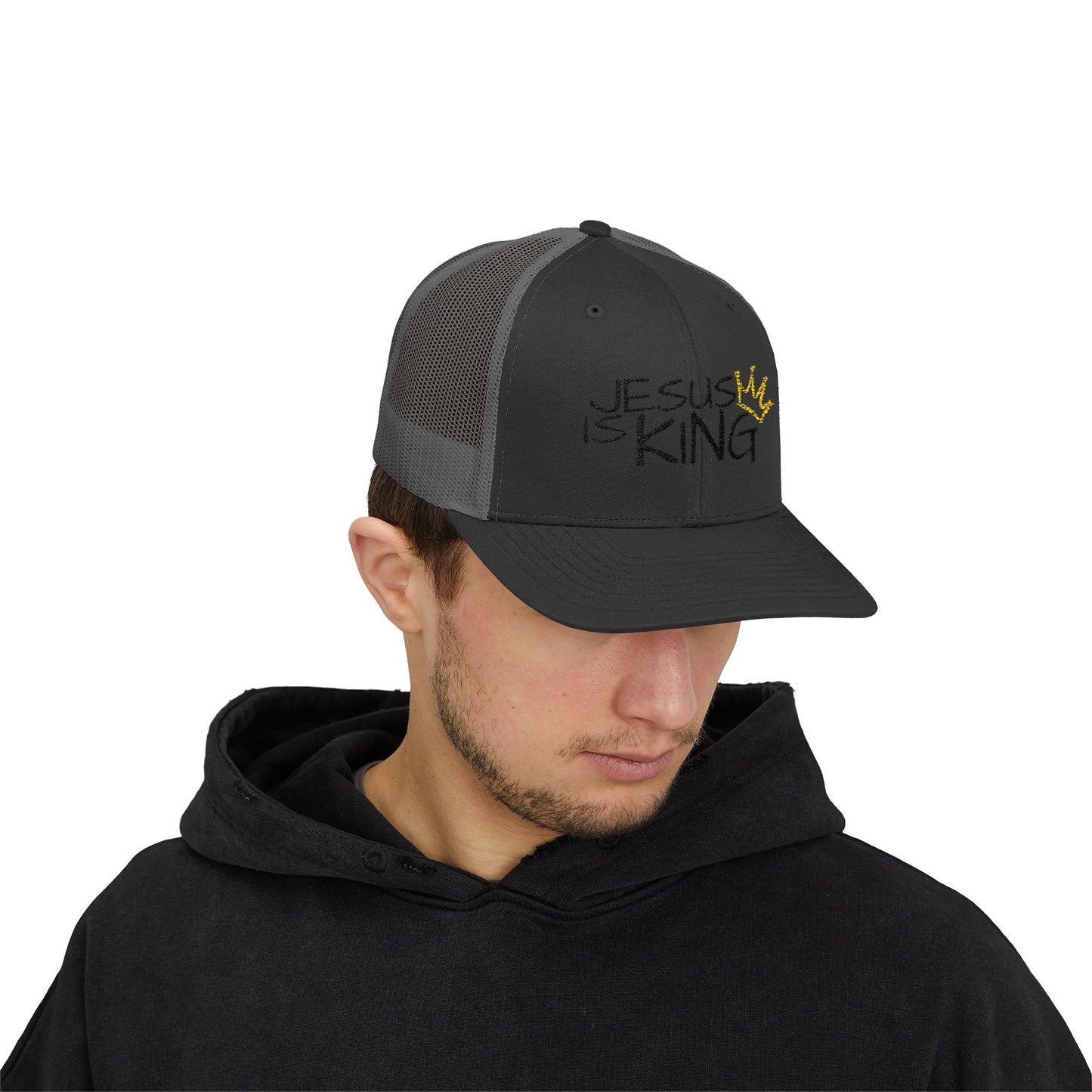 Jesus is King - Black Embroidery | Snapback Trucker Cap