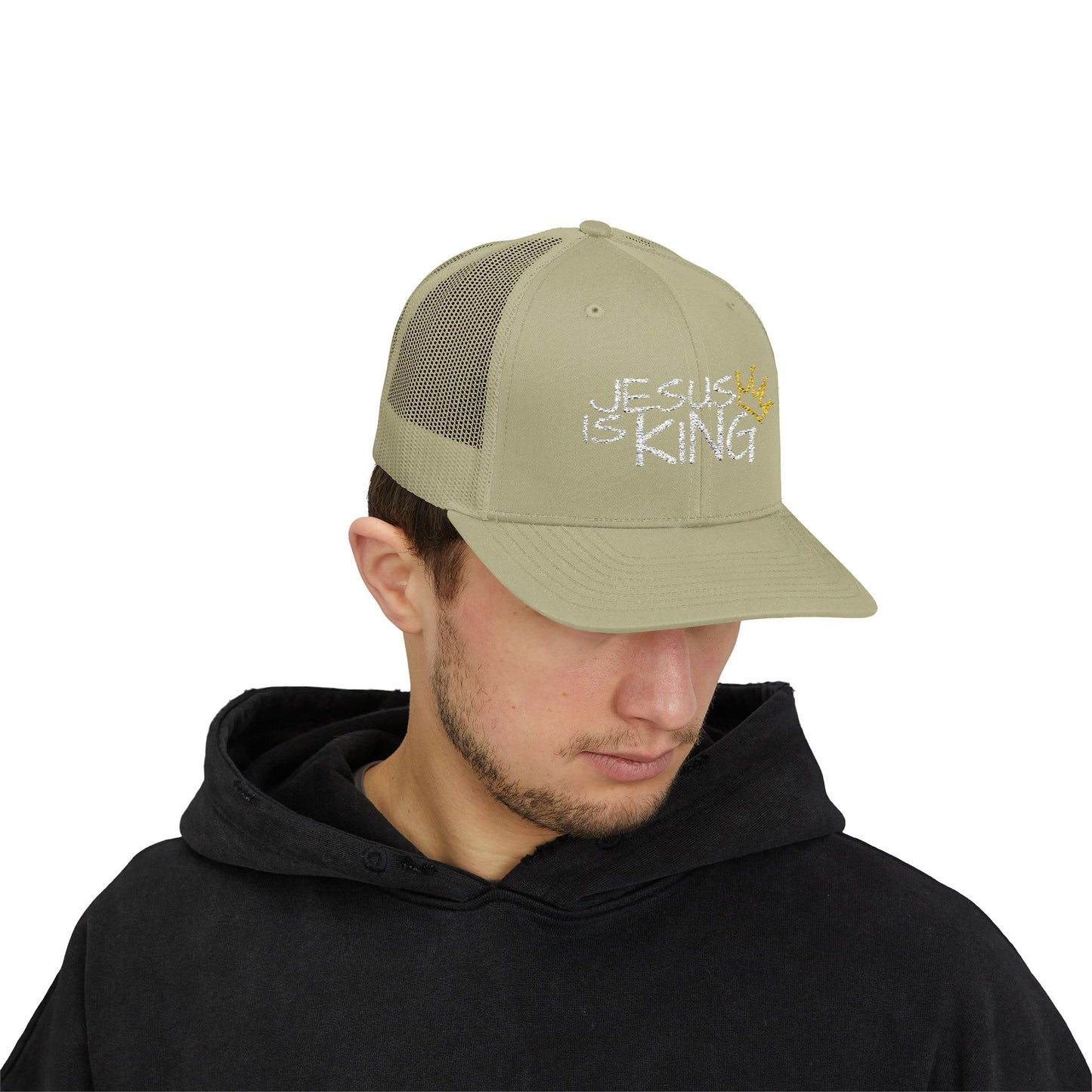 Jesus is King - White Embroidery | Snapback Trucker Cap