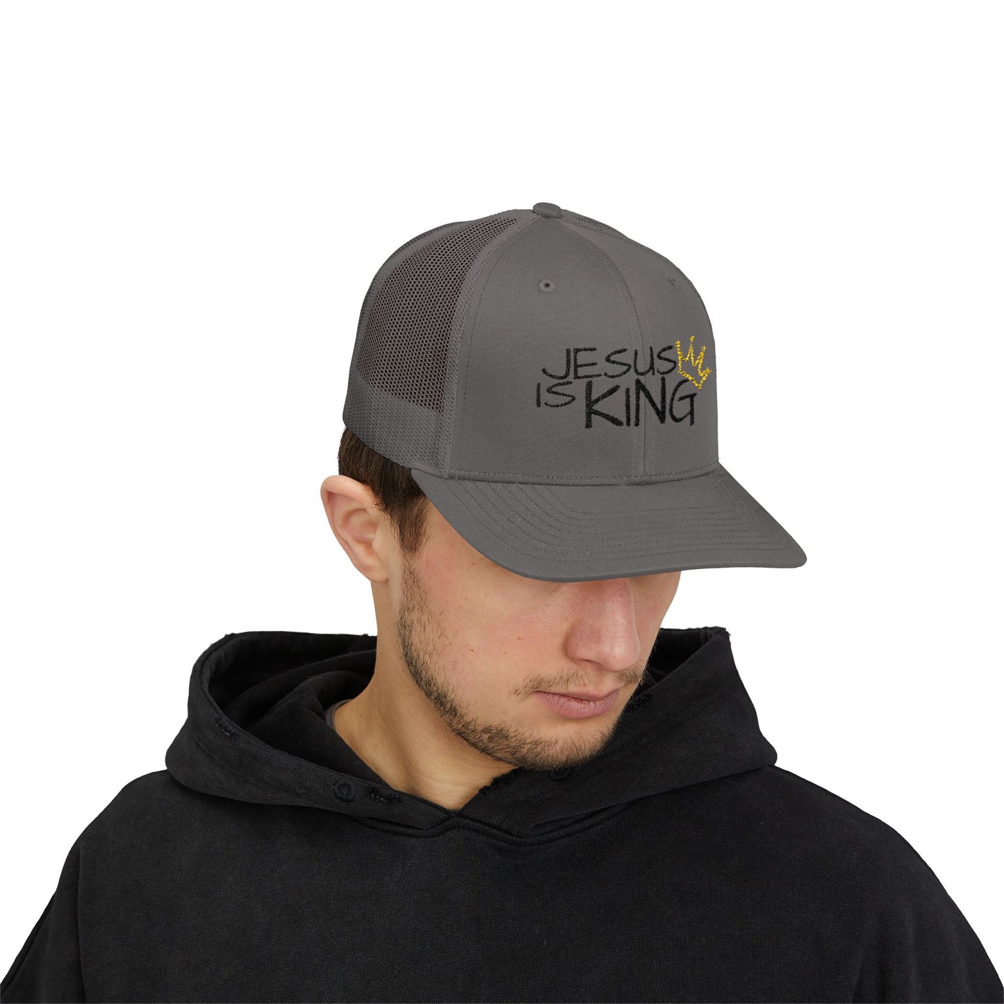 Jesus is King - Black Embroidery | Snapback Trucker Cap