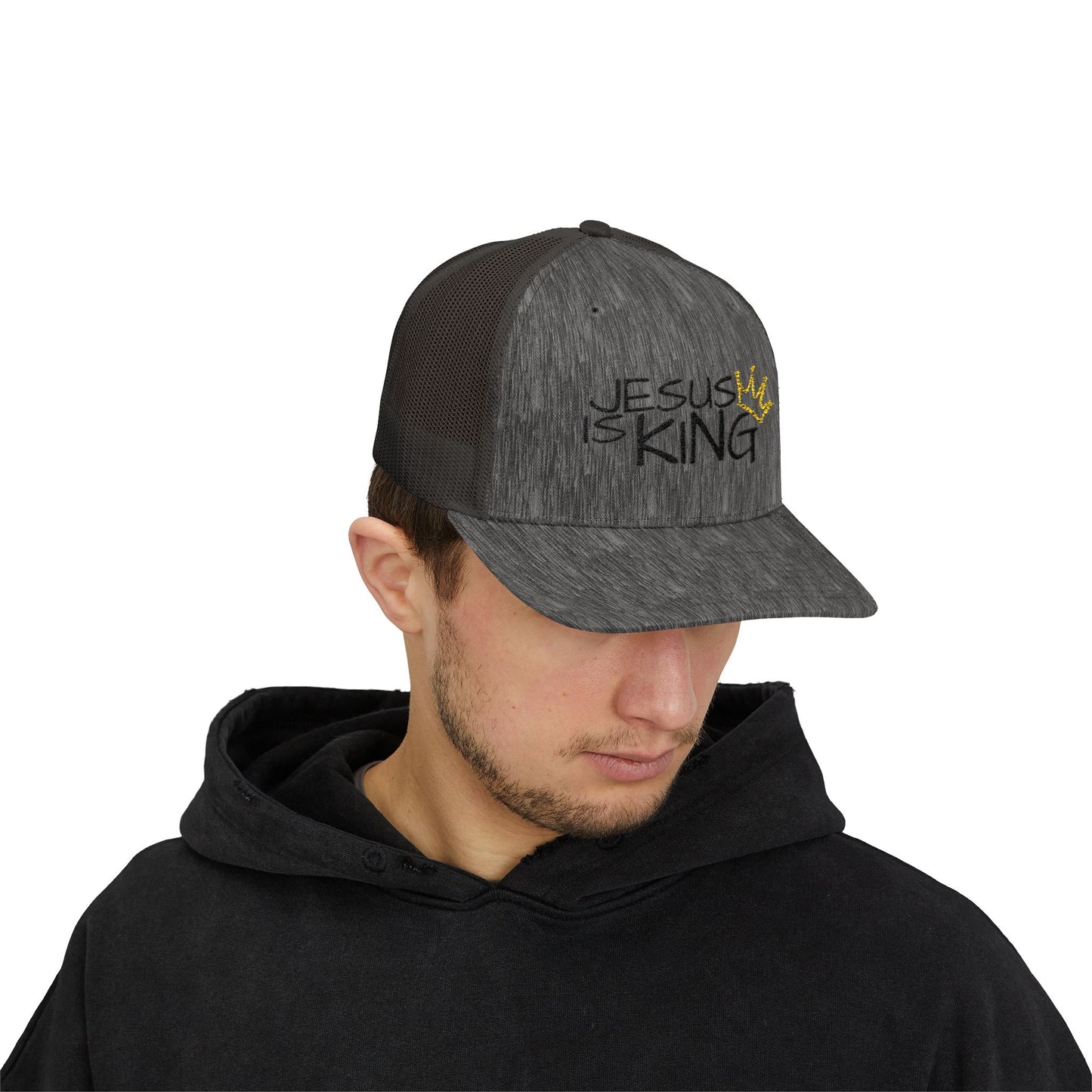Jesus is King - Black Embroidery | Snapback Trucker Cap