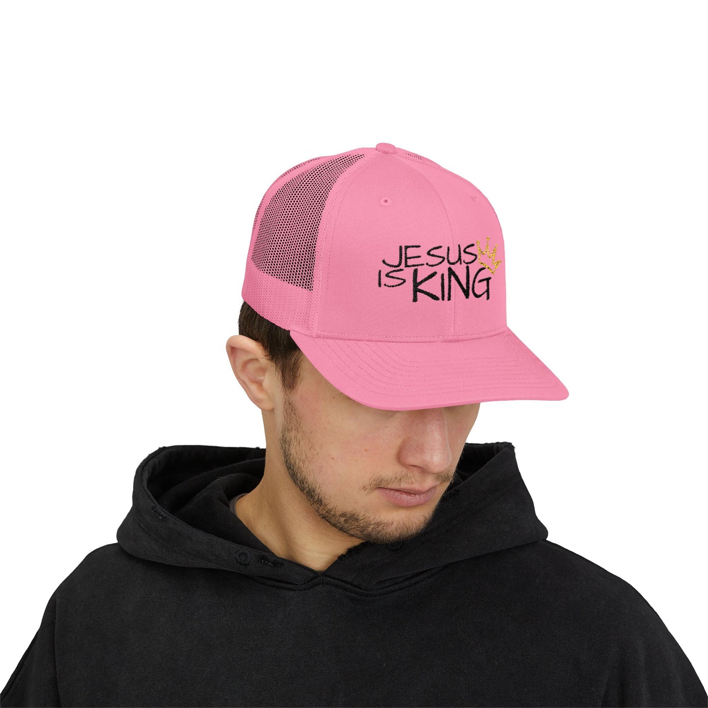 Jesus is King - Black Embroidery | Snapback Trucker Cap
