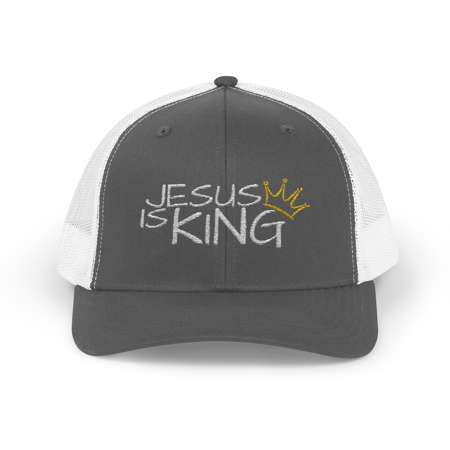 Jesus is King - White Embroidery | Snapback Trucker Cap
