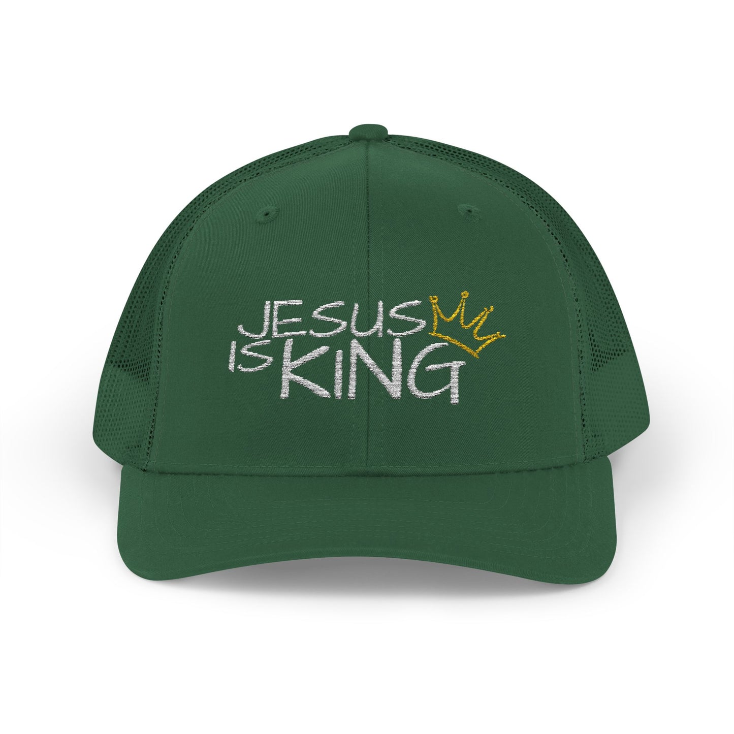 Jesus is King - White Embroidery | Snapback Trucker Cap