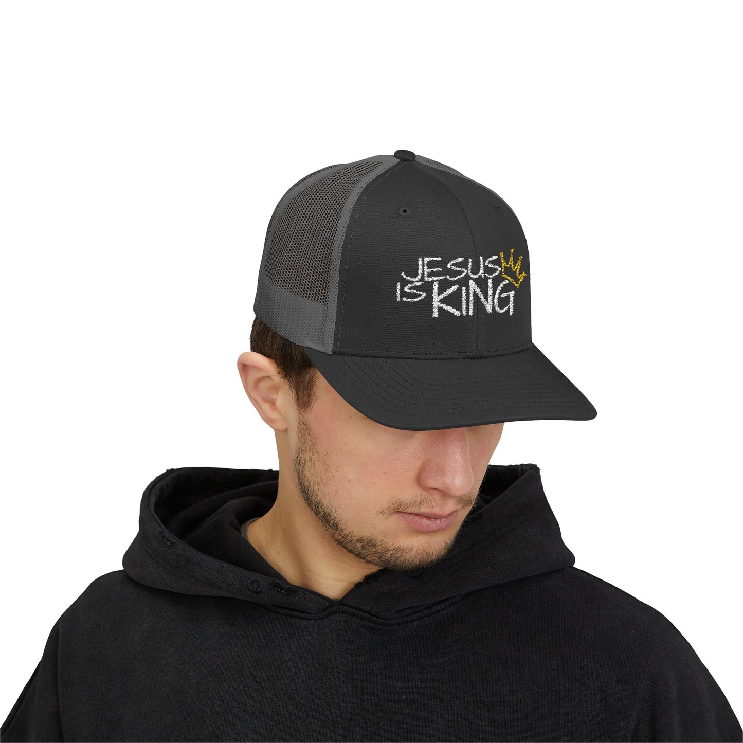 Jesus is King - White Embroidery | Snapback Trucker Cap