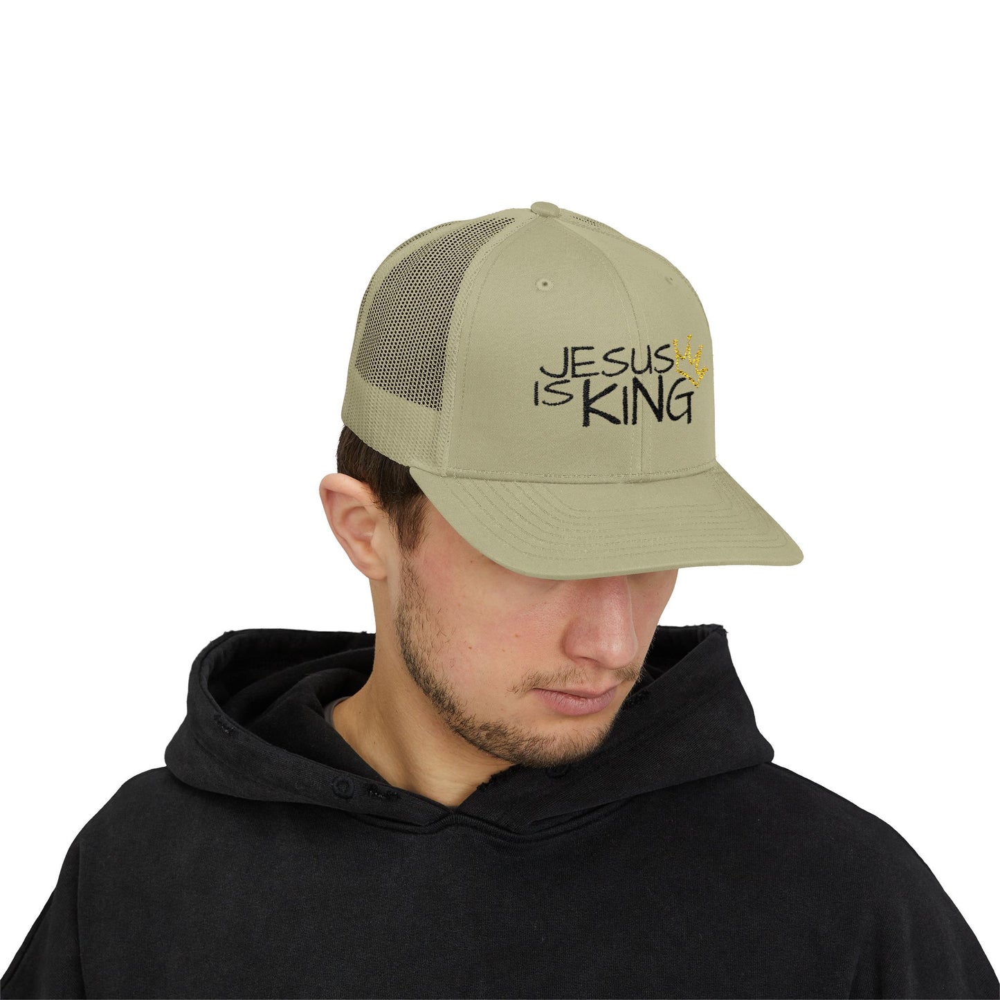 Jesus is King - Black Embroidery | Snapback Trucker Cap