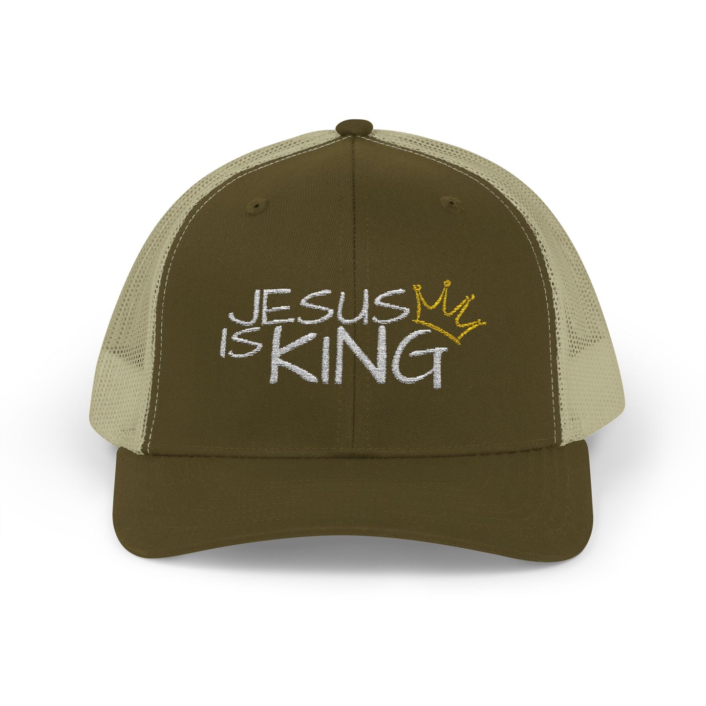 Jesus is King - White Embroidery | Snapback Trucker Cap