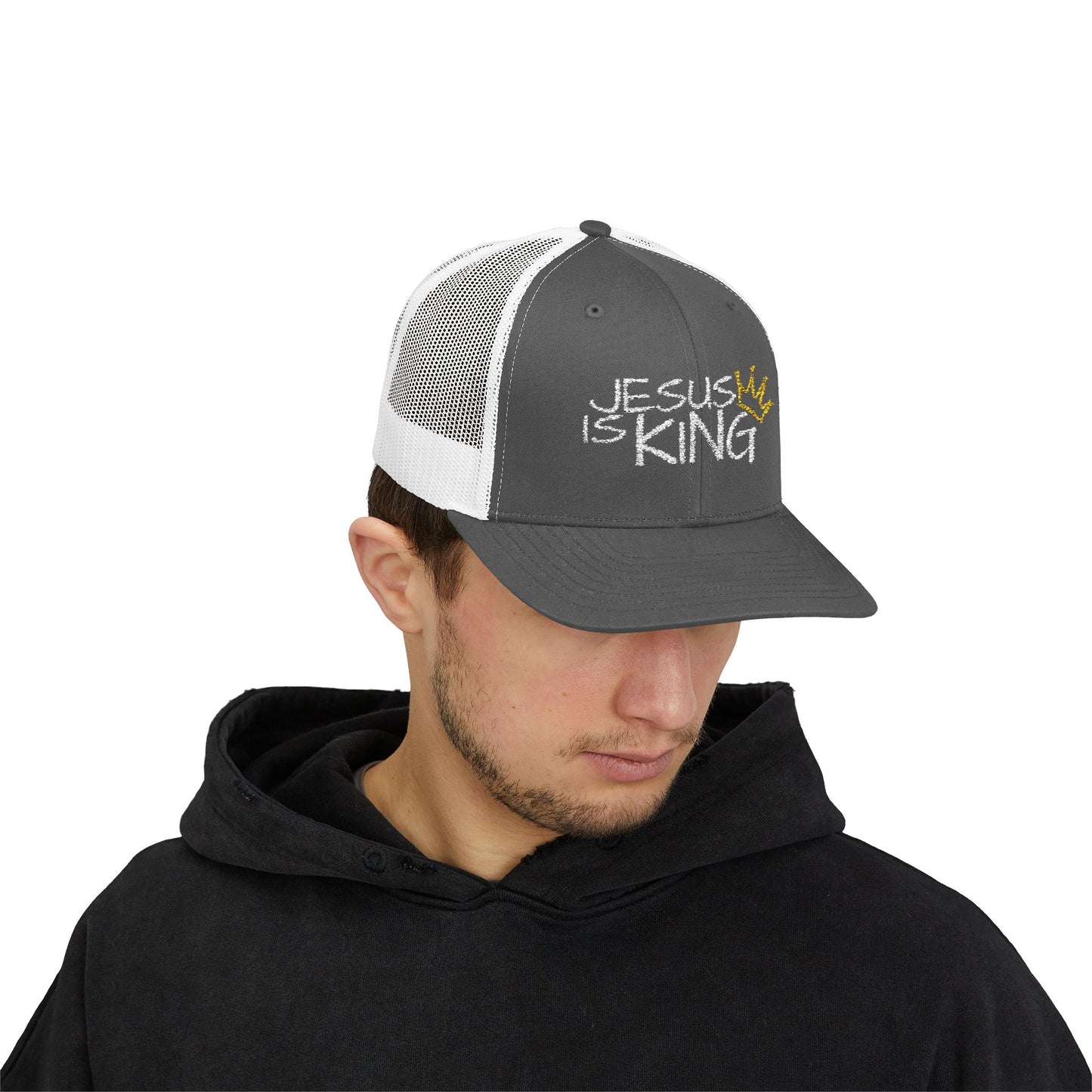 Jesus is King - White Embroidery | Snapback Trucker Cap