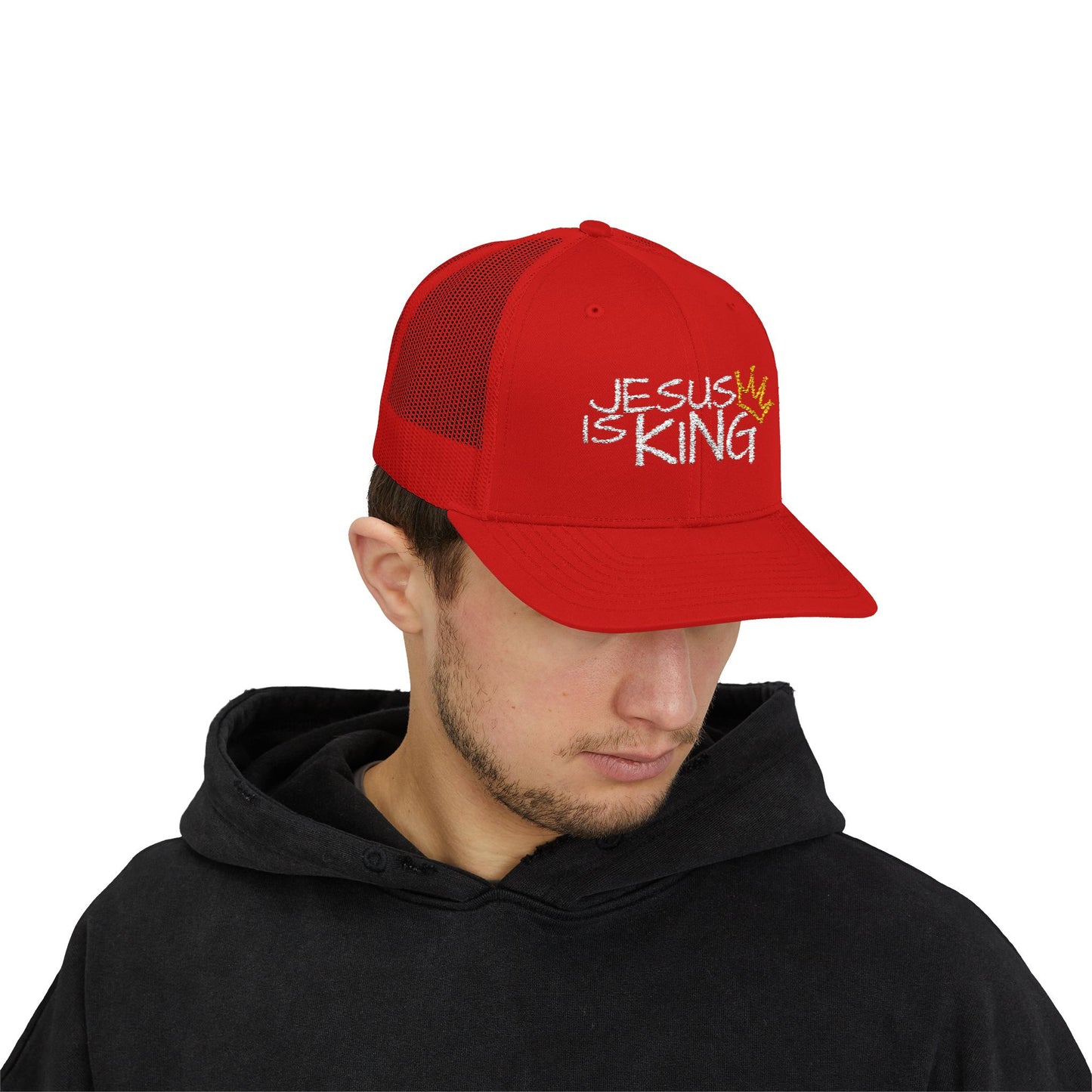 Jesus is King - White Embroidery | Snapback Trucker Cap