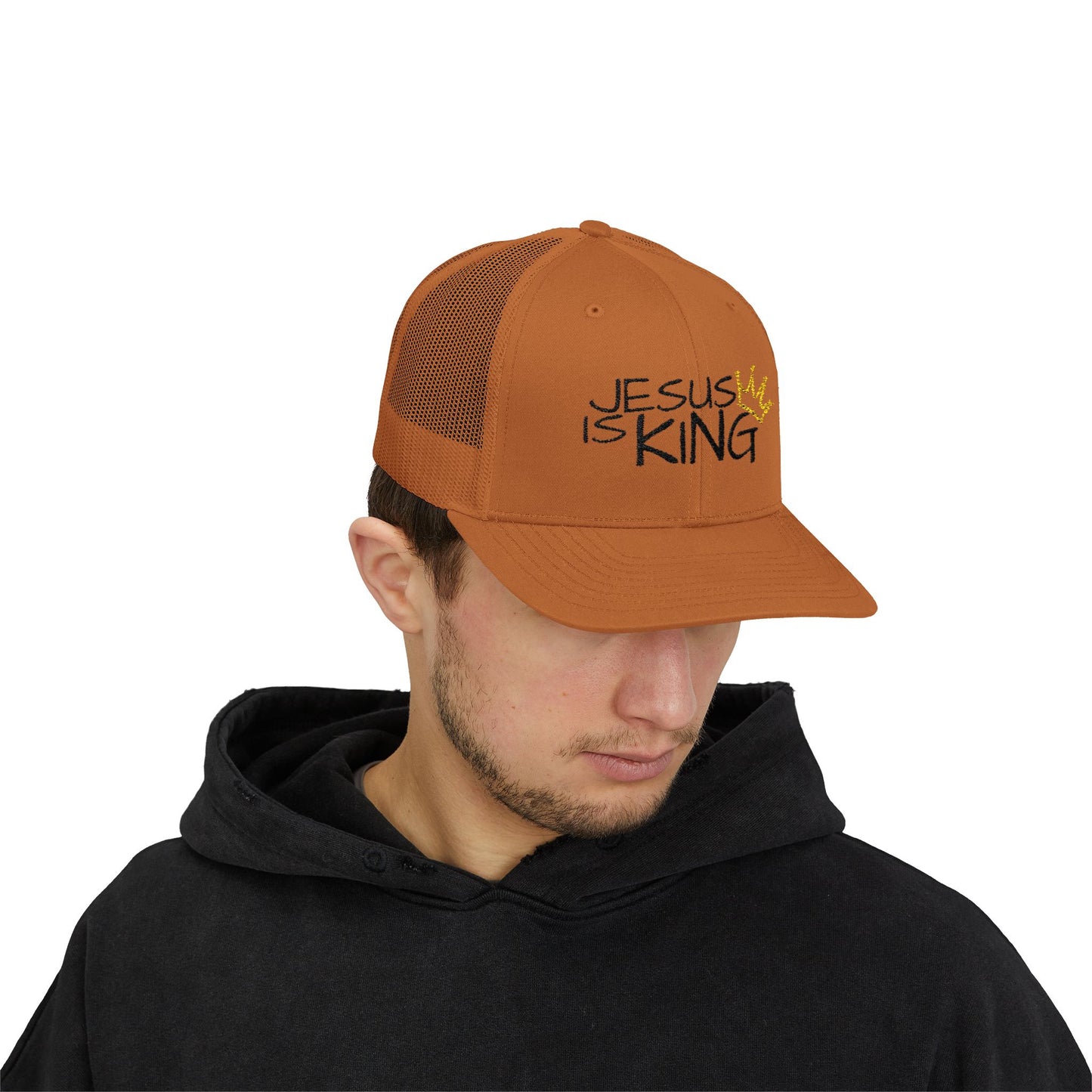 Jesus is King - Black Embroidery | Snapback Trucker Cap