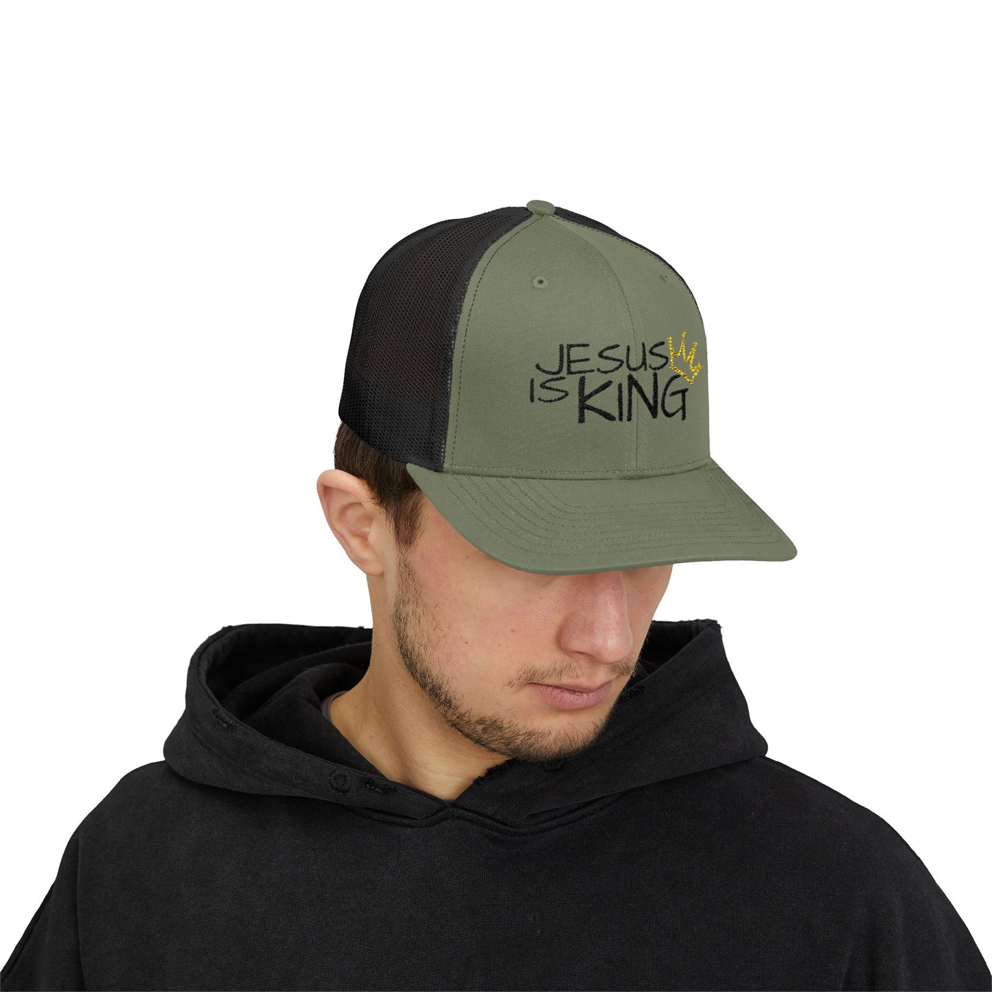 Jesus is King - Black Embroidery | Snapback Trucker Cap