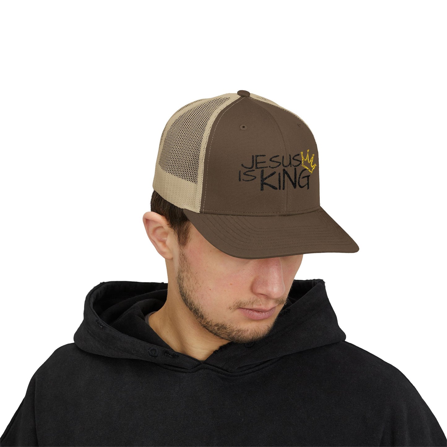 Jesus is King - Black Embroidery | Snapback Trucker Cap
