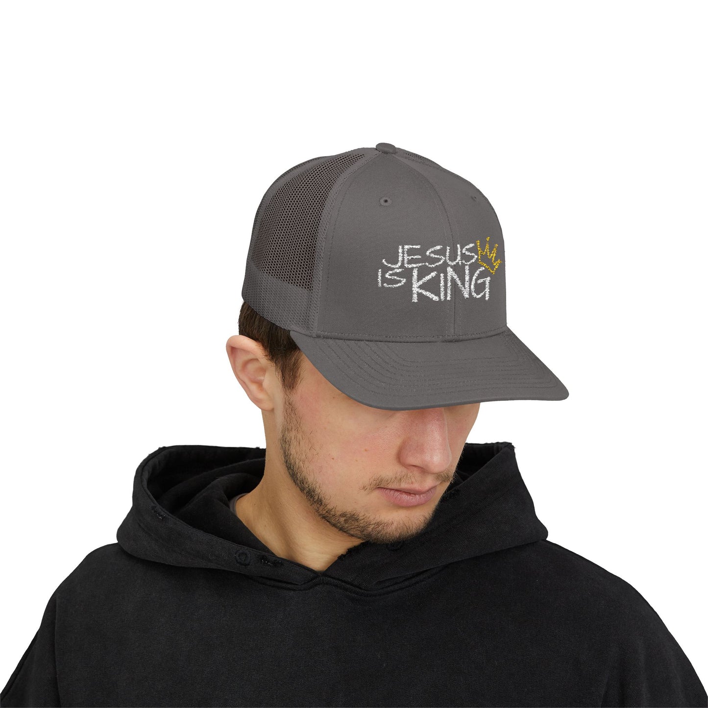 Jesus is King - White Embroidery | Snapback Trucker Cap