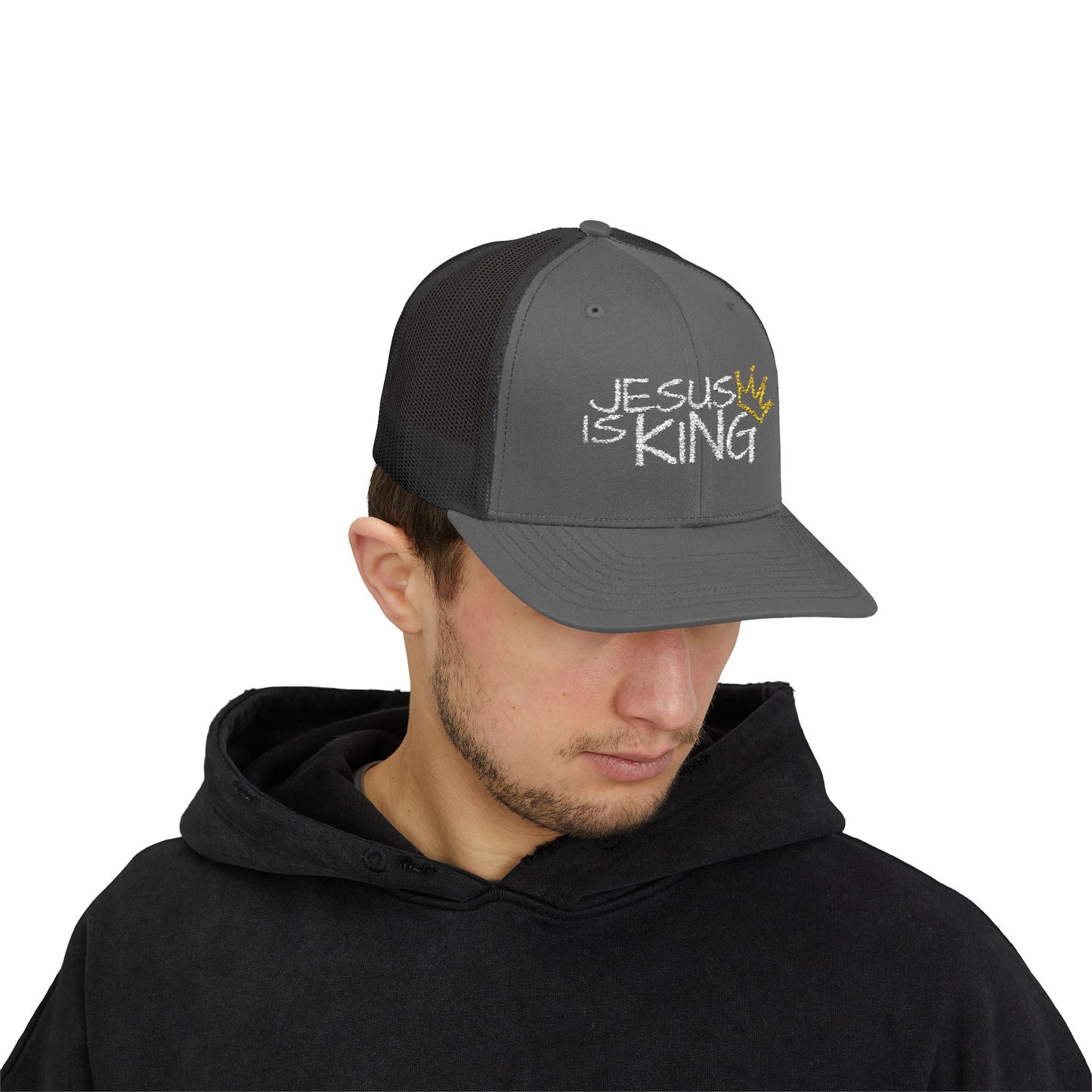 Jesus is King - White Embroidery | Snapback Trucker Cap
