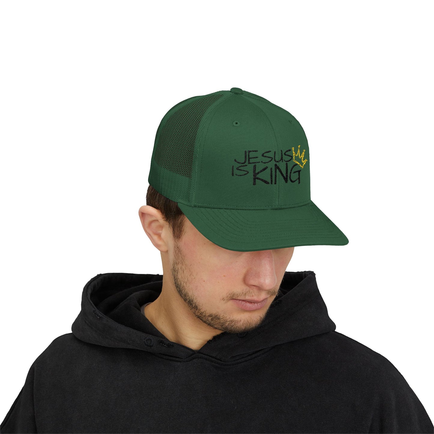 Jesus is King - Black Embroidery | Snapback Trucker Cap