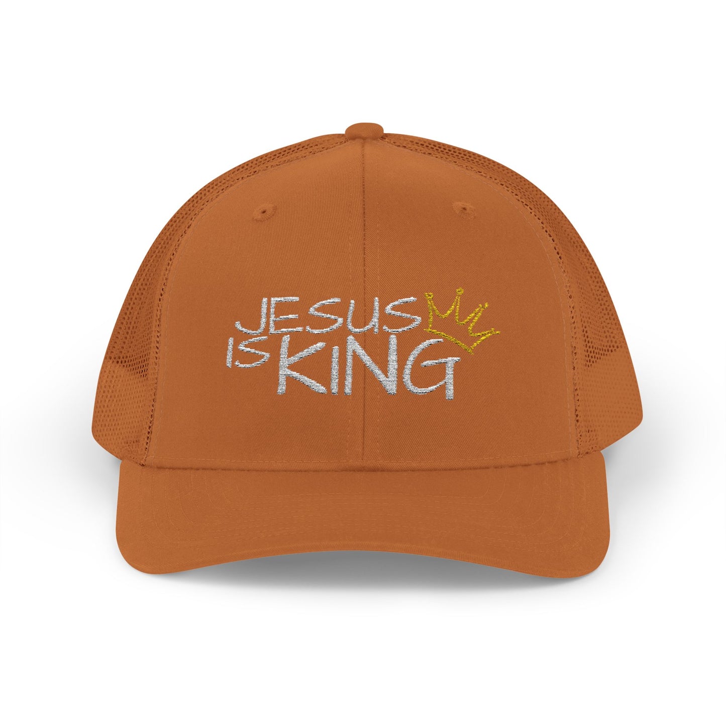 Jesus is King - White Embroidery | Snapback Trucker Cap
