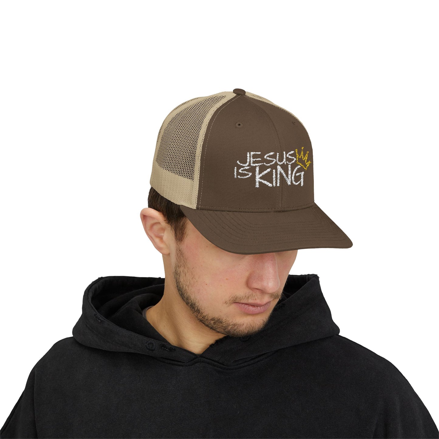 Jesus is King - White Embroidery | Snapback Trucker Cap