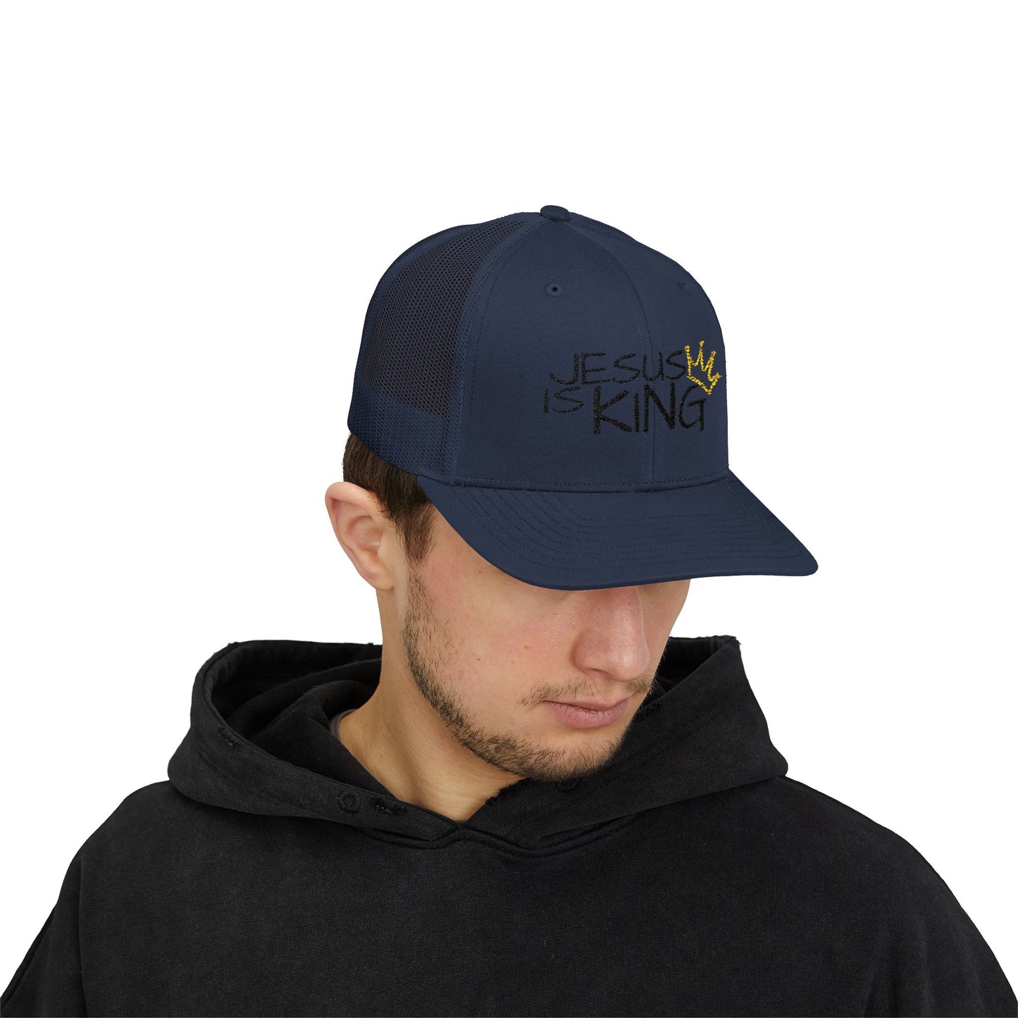 Jesus is King - Black Embroidery | Snapback Trucker Cap