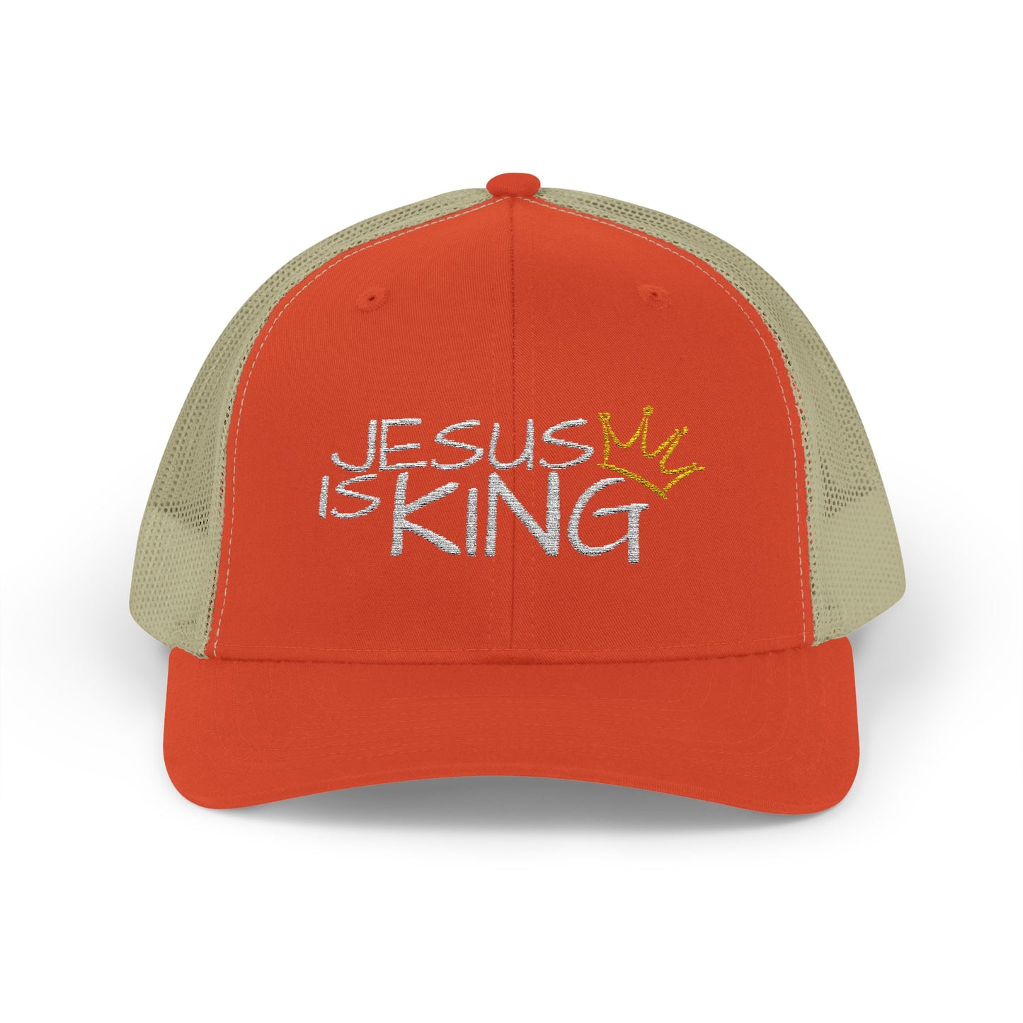 Jesus is King - White Embroidery | Snapback Trucker Cap
