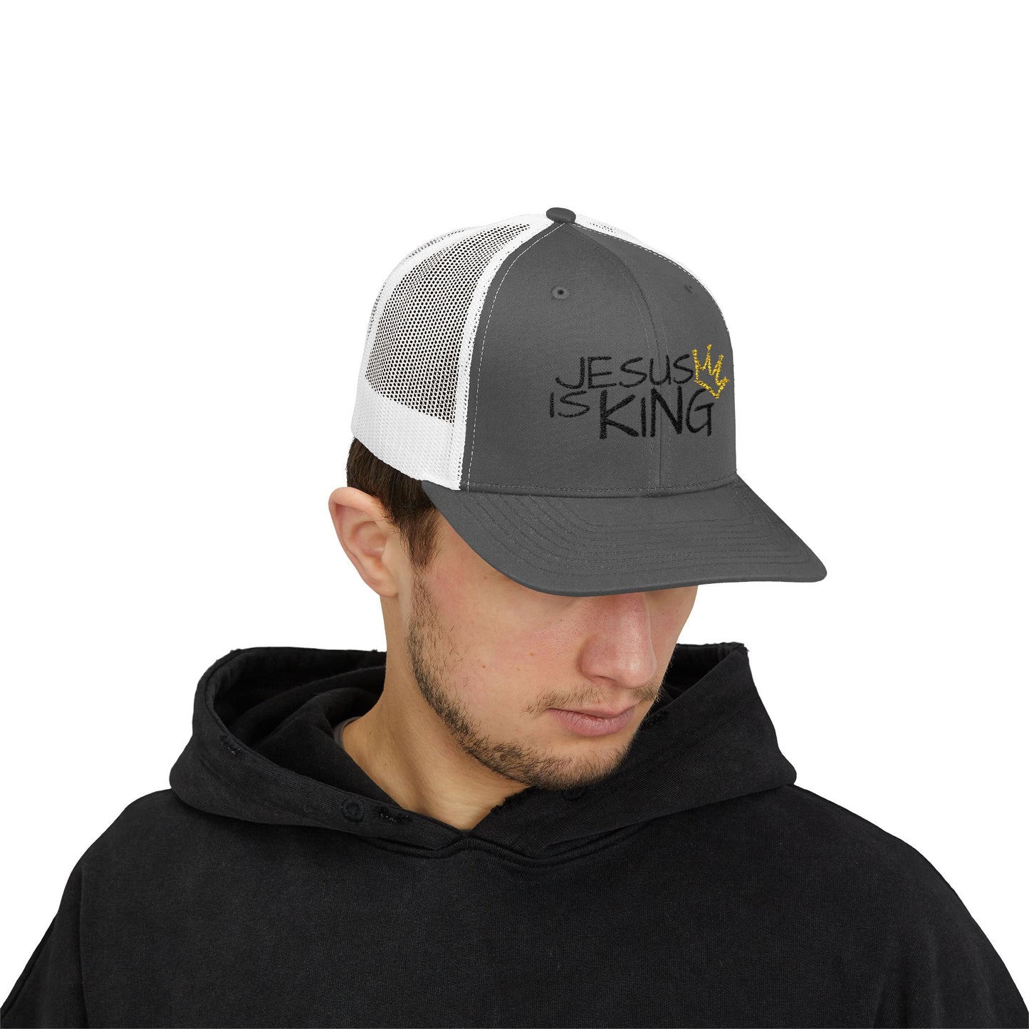 Jesus is King - Black Embroidery | Snapback Trucker Cap