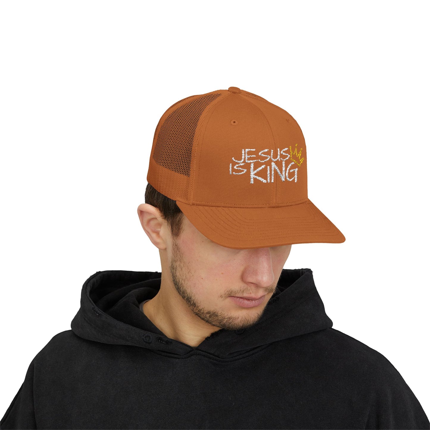 Jesus is King - White Embroidery | Snapback Trucker Cap