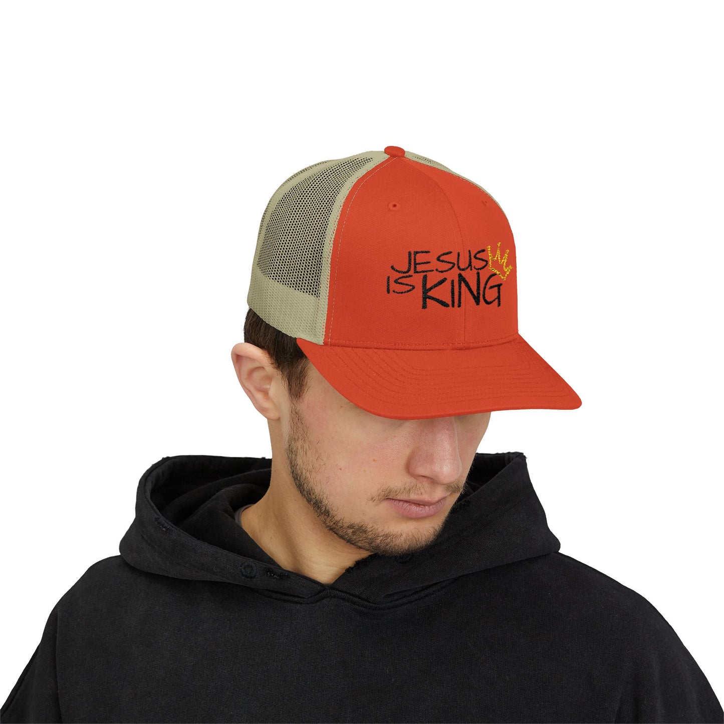 Jesus is King - Black Embroidery | Snapback Trucker Cap