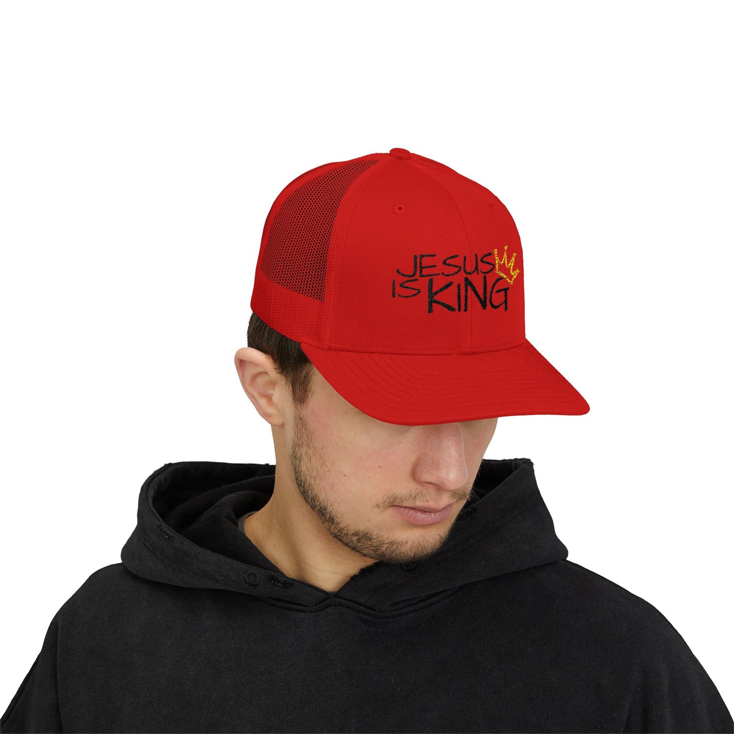 Jesus is King - Black Embroidery | Snapback Trucker Cap