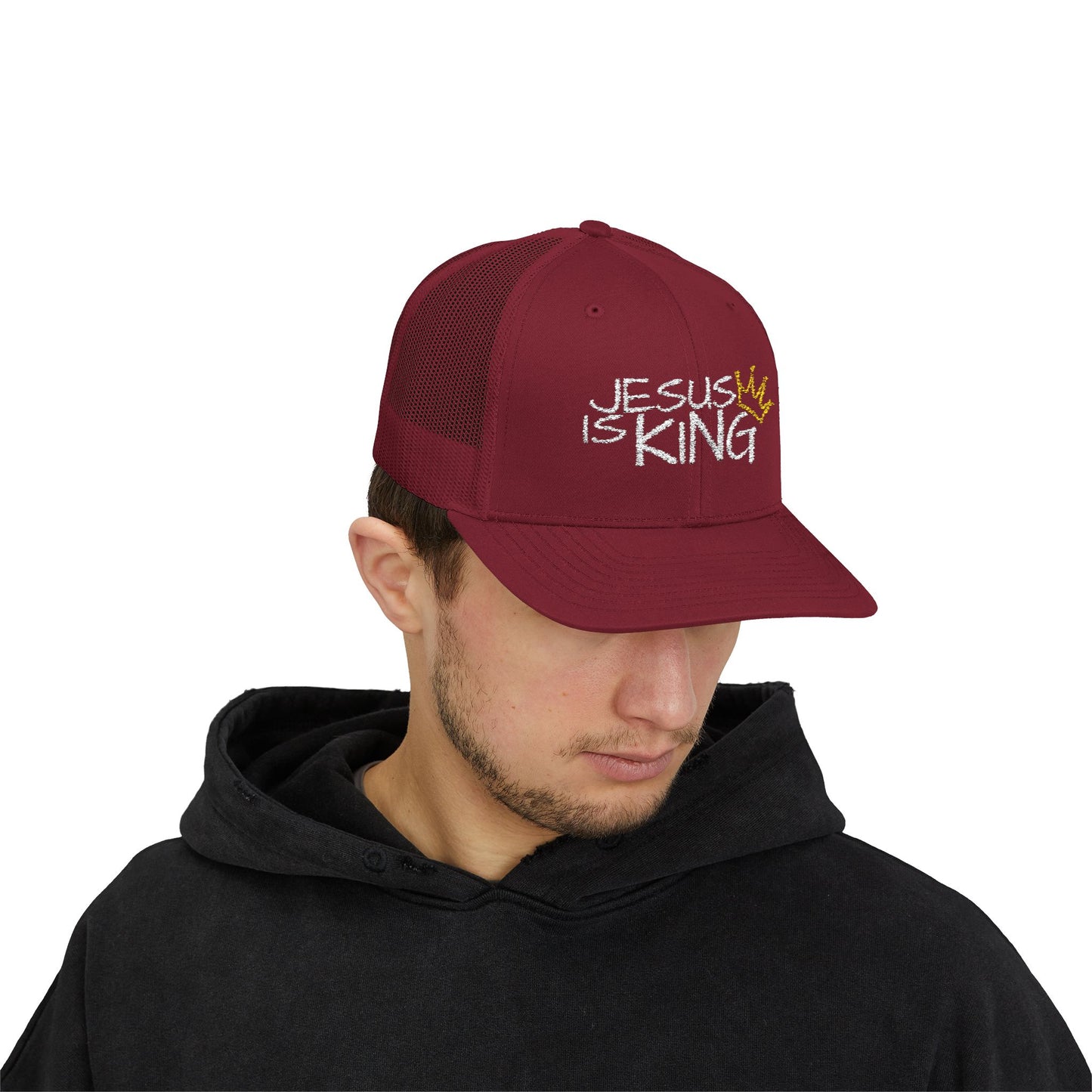 Jesus is King - White Embroidery | Snapback Trucker Cap