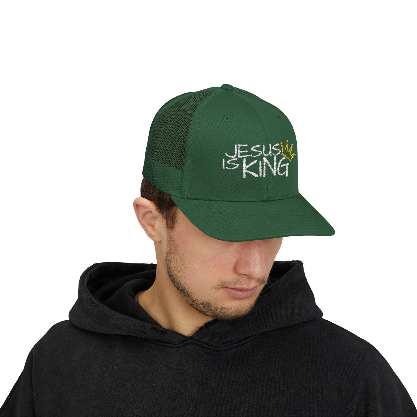 Jesus is King - White Embroidery | Snapback Trucker Cap