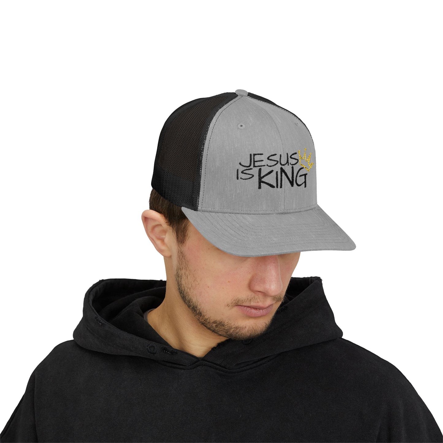 Jesus is King - Black Embroidery | Snapback Trucker Cap