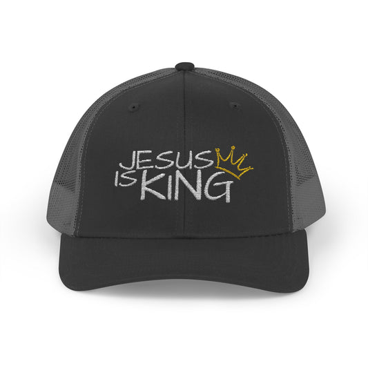 Jesus is King - White Embroidery | Snapback Trucker Cap