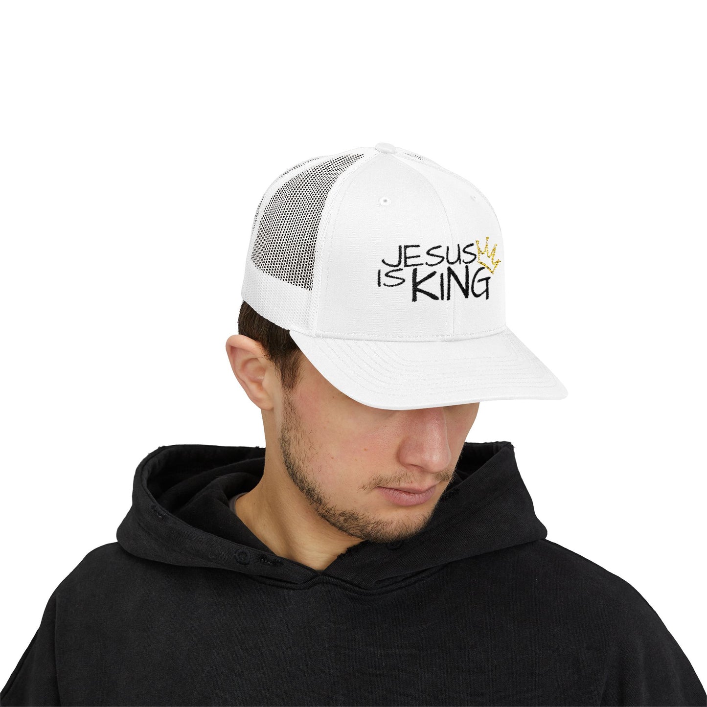 Jesus is King - Black Embroidery | Snapback Trucker Cap
