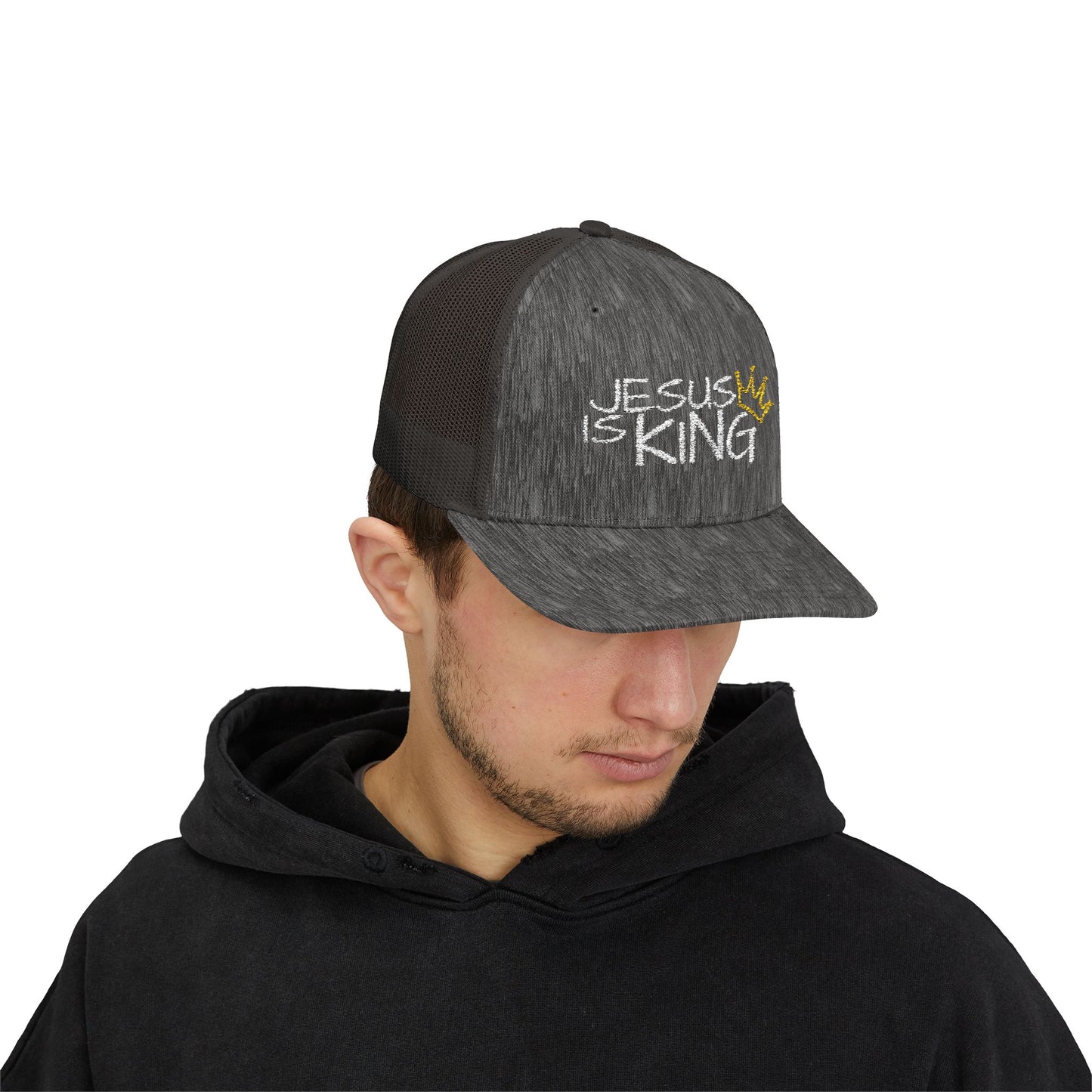 Jesus is King - White Embroidery | Snapback Trucker Cap